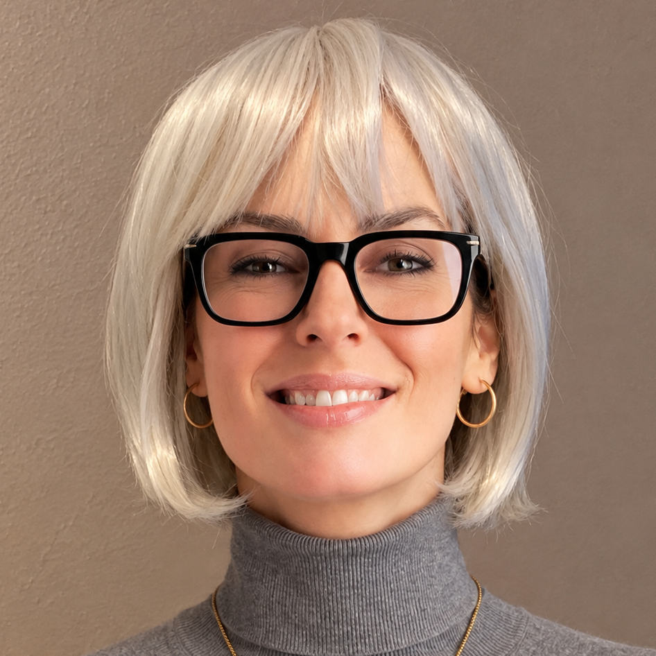 Elegant blond bob-parykk med pannelugg