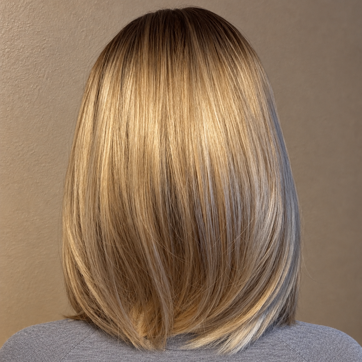 Elegant bob-parykk i ombre blond med highlights